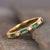 Retro Green Zirconia Gold Ring with Inlay