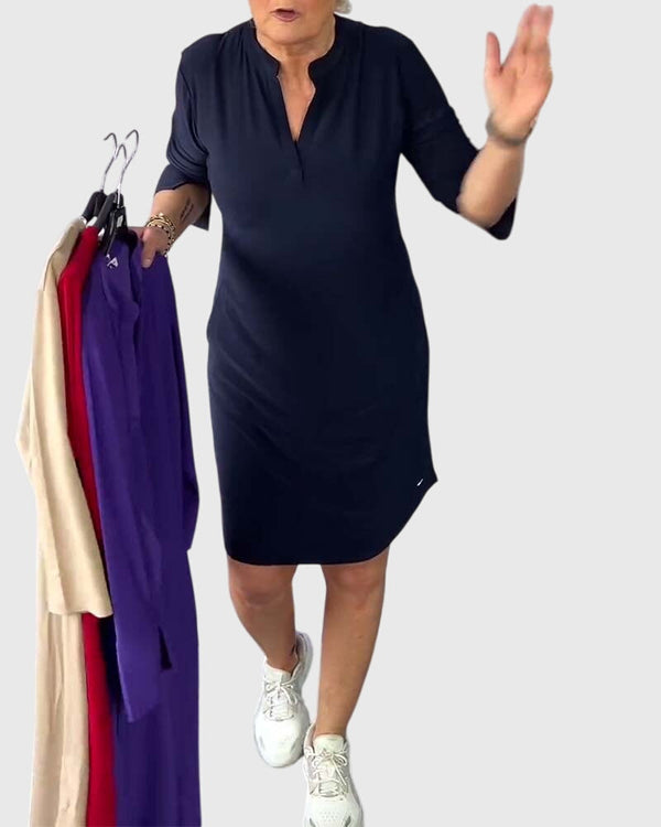 Katherine | Abito con scollo a V tinta unita