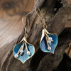 Antique Blue Lotus Silver Earrings