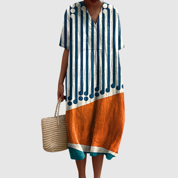 Ayla | Abito midi color block con ritmo retrò