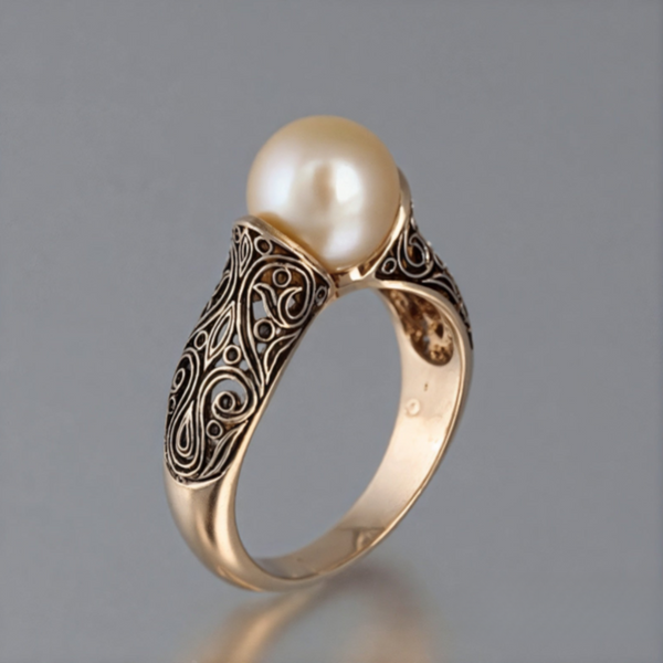 ANELLO VINTAGE CON PERLA D'ORO