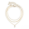 Layered Necklace with Gold-Colored Zirconia Pendant