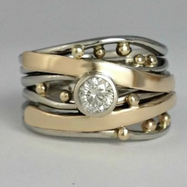 Classic Gold Inlaid Zirconia Ring