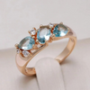 Gold ring with blue zirconia