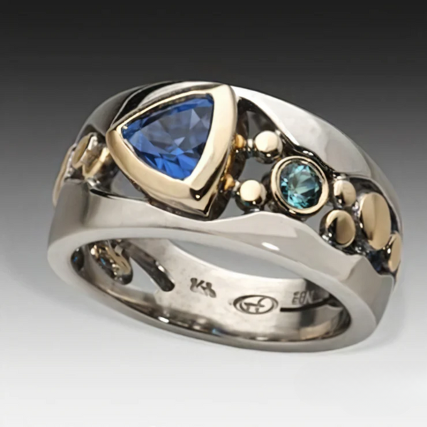 ANELLO VINTAGE CON CRISTALLO BLU