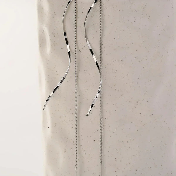 Long Earrings with Wavy Design