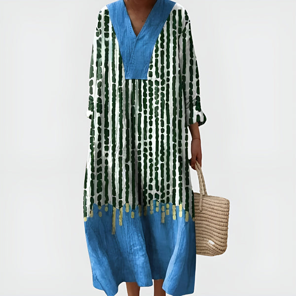 Amaya | Boho Rainfall Contrast Maxi Dress