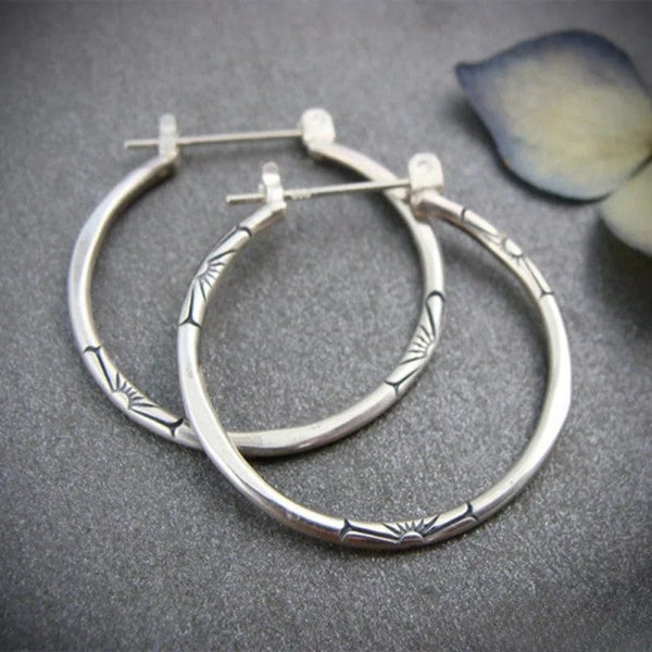 Retro Silver Hoop Earrings
