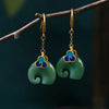 Retro Green Elephant Earrings