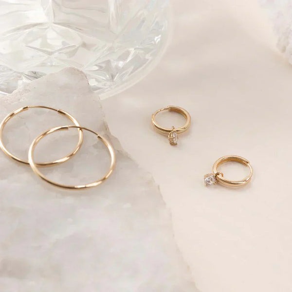 Amarissea | Moonbeam Stone Hoop Earrings 14k Gold