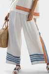 Marcellin | Sophisticated Blue-Orange Striped Top & Pants