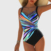 Fashionable High Elasticity Swimsuit with Crossed Front Detail