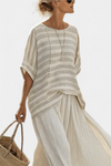 Westlyn | Comfortable Striped Bamboo Top & Flowing Linen Pants