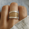 SILVER GOLDEN THREADS RING